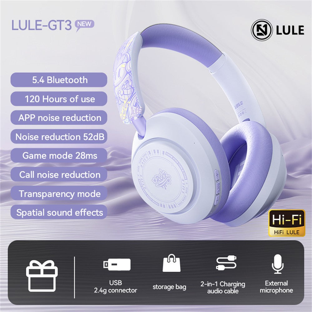 EL-GT3 Bluetooth-compatible Headphones ANC Noise Cancelling Over Ear Wireless Headset with 2.4G Receiver