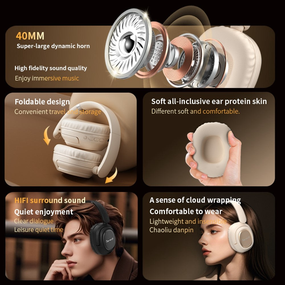 BH900 Gaming Wireless Bluetooth-compatible Headphones Hi-Fi Stereo In-Ear Noise Cancelling 40MM Driver Headset