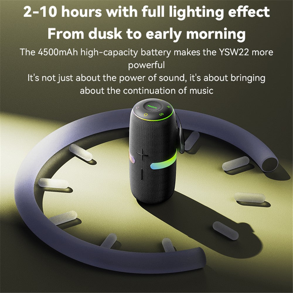 YESIDO YSW22 Portable Bluetooth-compatible Speaker RGB Light Waterproof Wireless Music Subwoofer