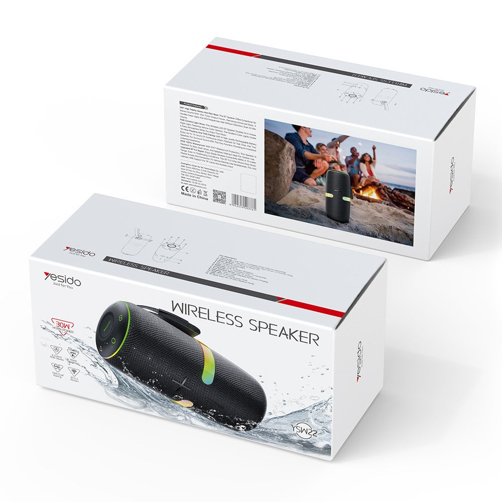 YESIDO YSW22 Portable Bluetooth-compatible Speaker RGB Light Waterproof Wireless Music Subwoofer