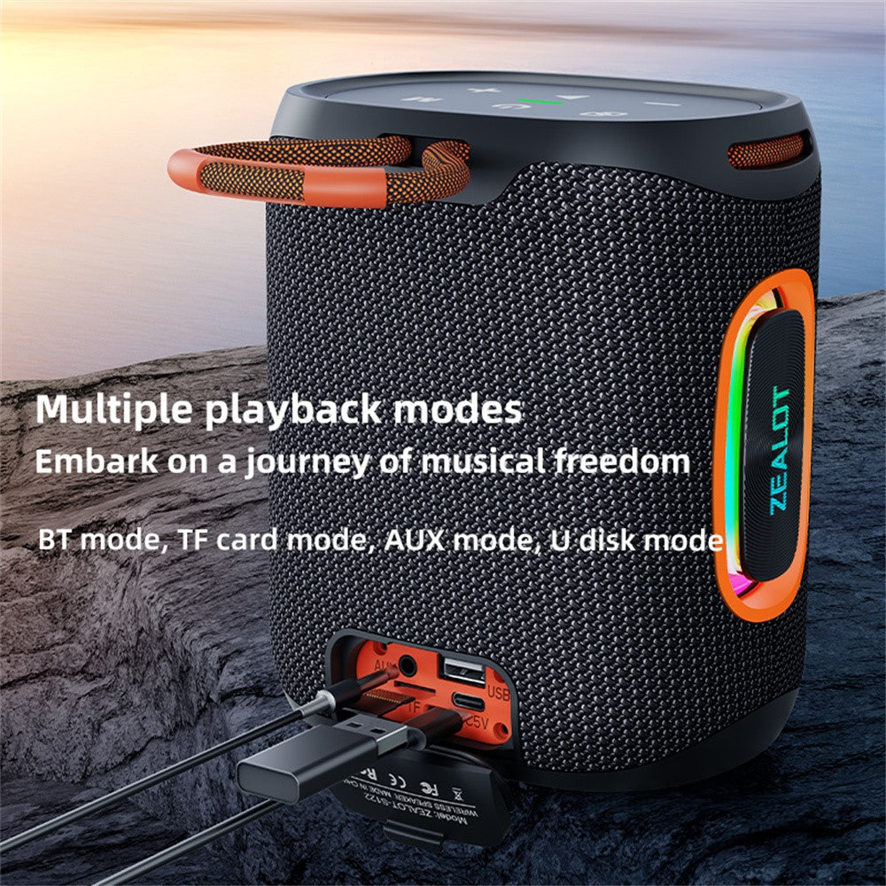 ZEALOT S122 Portable Bluetooth-compatible Speaker BT5.4 Subwoofer with LED Light Support TF U-Disk
