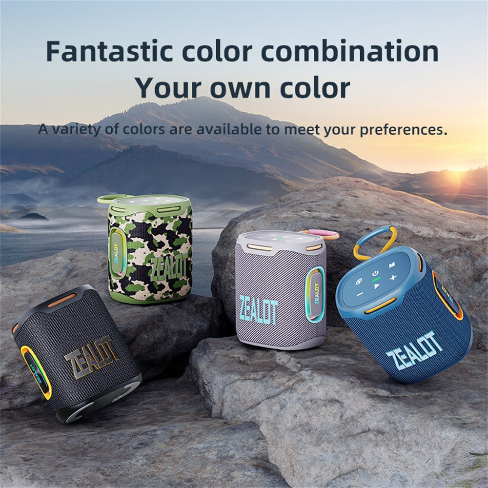 ZEALOT S122 Portable Bluetooth-compatible Speaker BT5.4 Subwoofer with LED Light Support TF U-Disk
