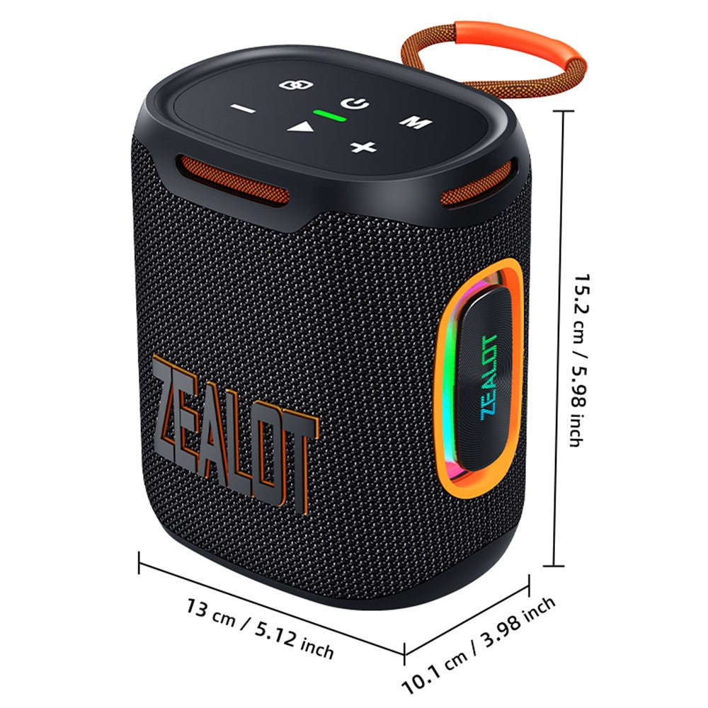 ZEALOT S122 Portable Bluetooth-compatible Speaker BT5.4 Subwoofer with LED Light Support TF U-Disk