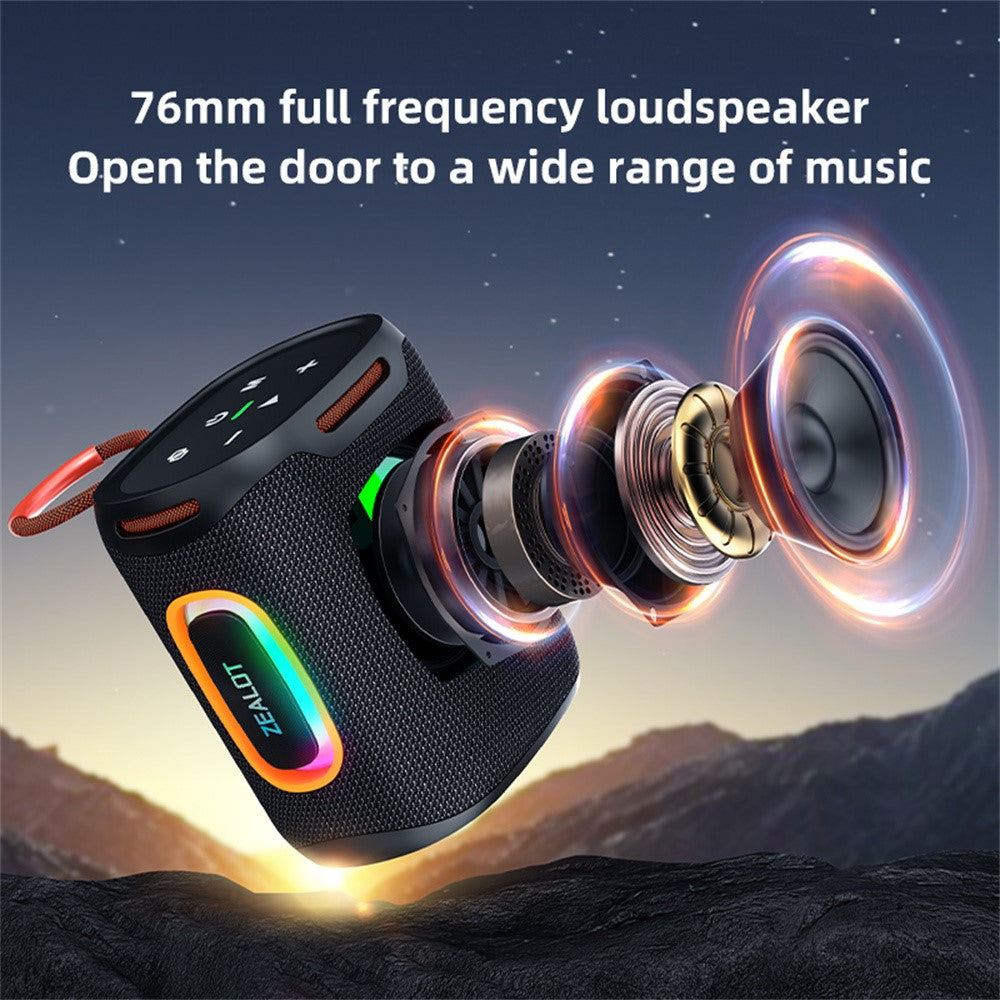 ZEALOT S122 Portable Bluetooth-compatible Speaker BT5.4 Subwoofer with LED Light Support TF U-Disk