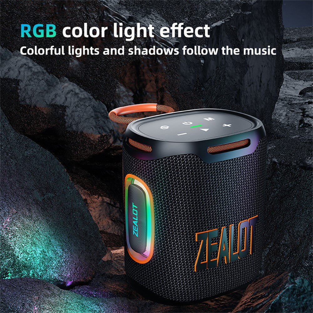 ZEALOT S122 Portable Bluetooth-compatible Speaker BT5.4 Subwoofer with LED Light Support TF U-Disk