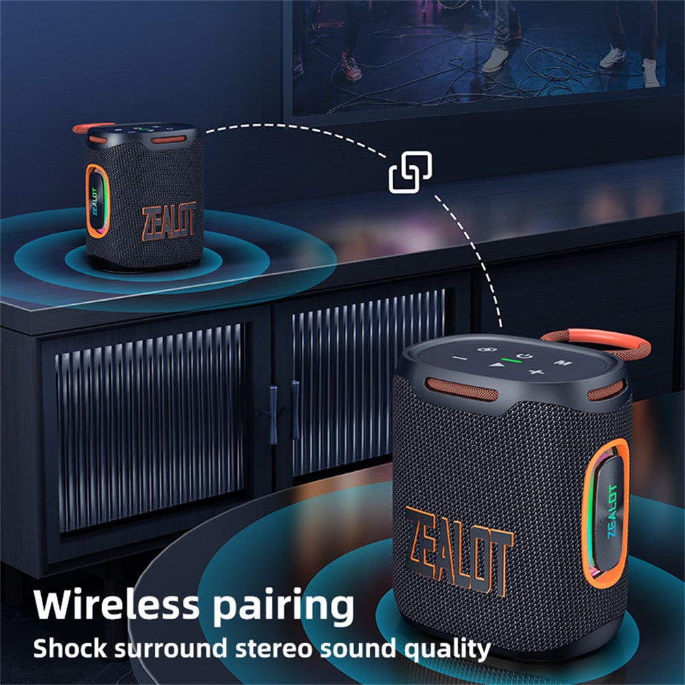 ZEALOT S122 Portable Bluetooth-compatible Speaker BT5.4 Subwoofer with LED Light Support TF U-Disk