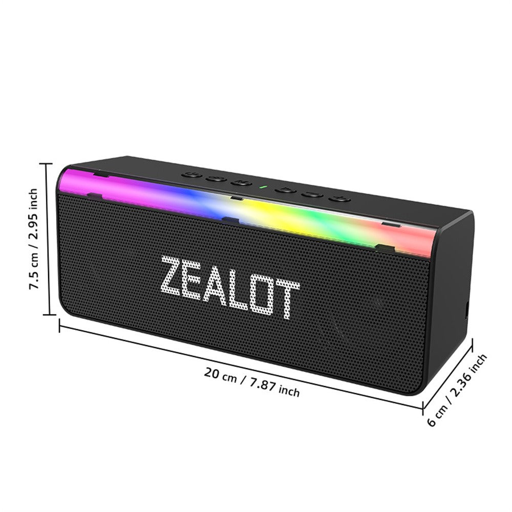 ZEALOT S72 20W Portable Bluetooth-compatible Speaker BT5.4 Subwoofer with LED Light Support TF U-Disk
