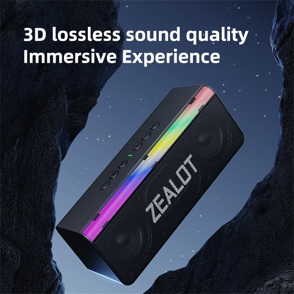 ZEALOT S72 20W Portable Bluetooth-compatible Speaker BT5.4 Subwoofer with LED Light Support TF U-Disk