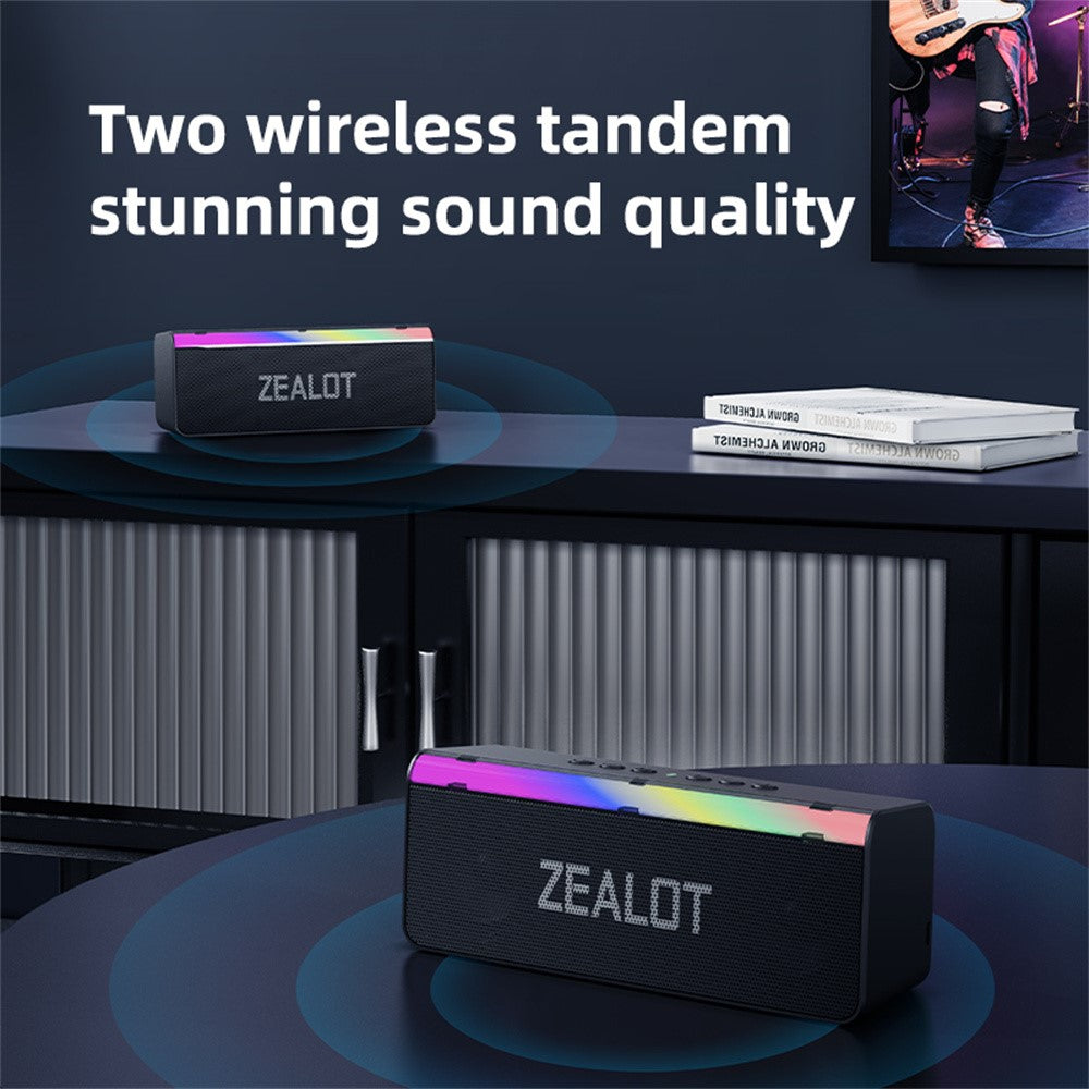 ZEALOT S72 20W Portable Bluetooth-compatible Speaker BT5.4 Subwoofer with LED Light Support TF U-Disk