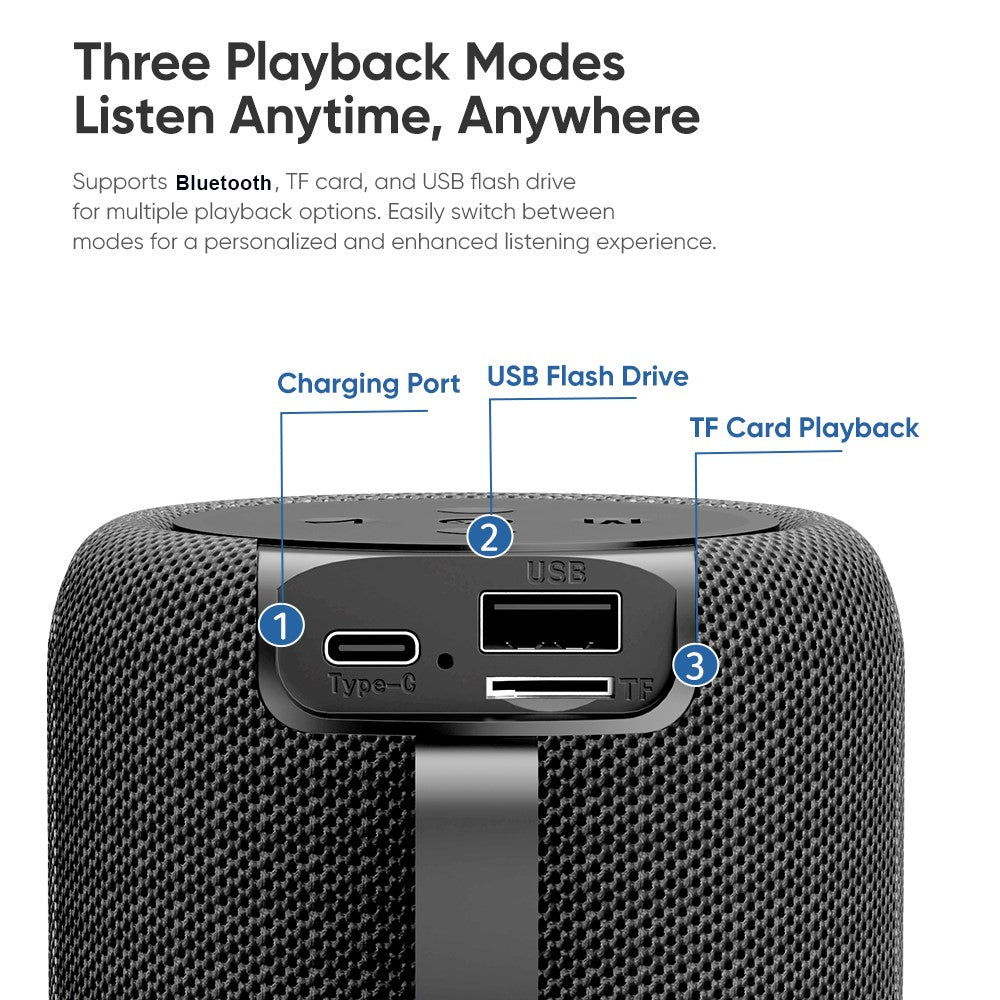 ROCK S56 Fabric Mesh BT Speaker with Ambient Light Stereo Sound Multi-Connection Portable Speaker