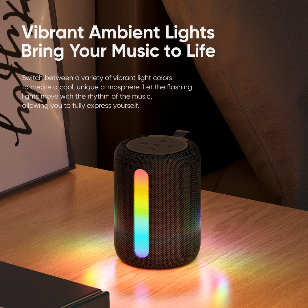 ROCK S56 Fabric Mesh BT Speaker with Ambient Light Stereo Sound Multi-Connection Portable Speaker