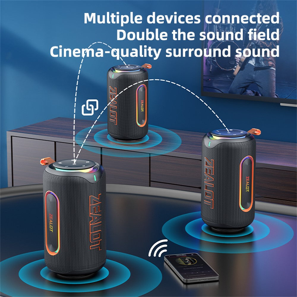 ZEALOT-MP1 Portable Bluetooth-Compatible Speaker 60W Enhanced Bass Waterproof Loudspeaker