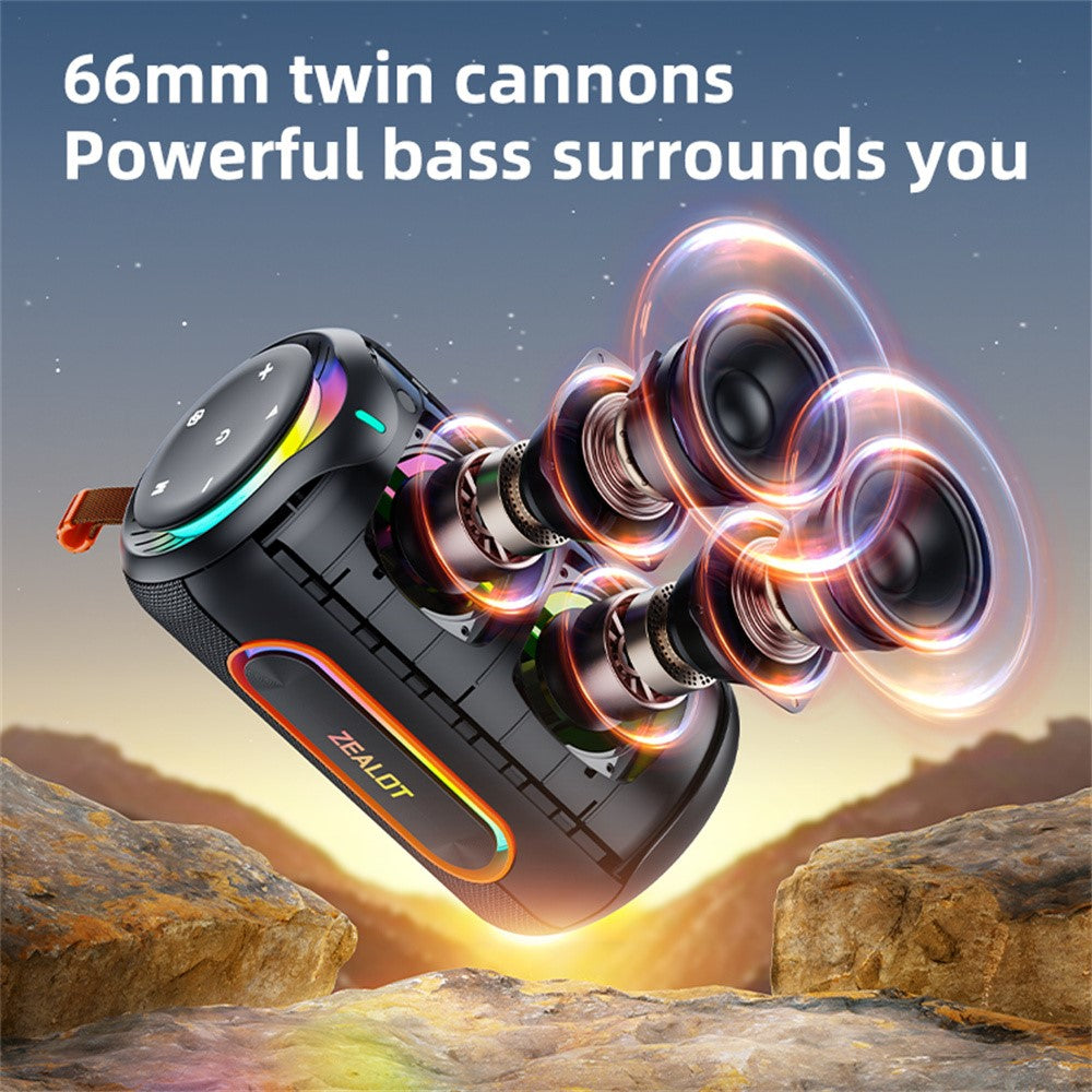 ZEALOT-MP1 Portable Bluetooth-Compatible Speaker 60W Enhanced Bass Waterproof Loudspeaker
