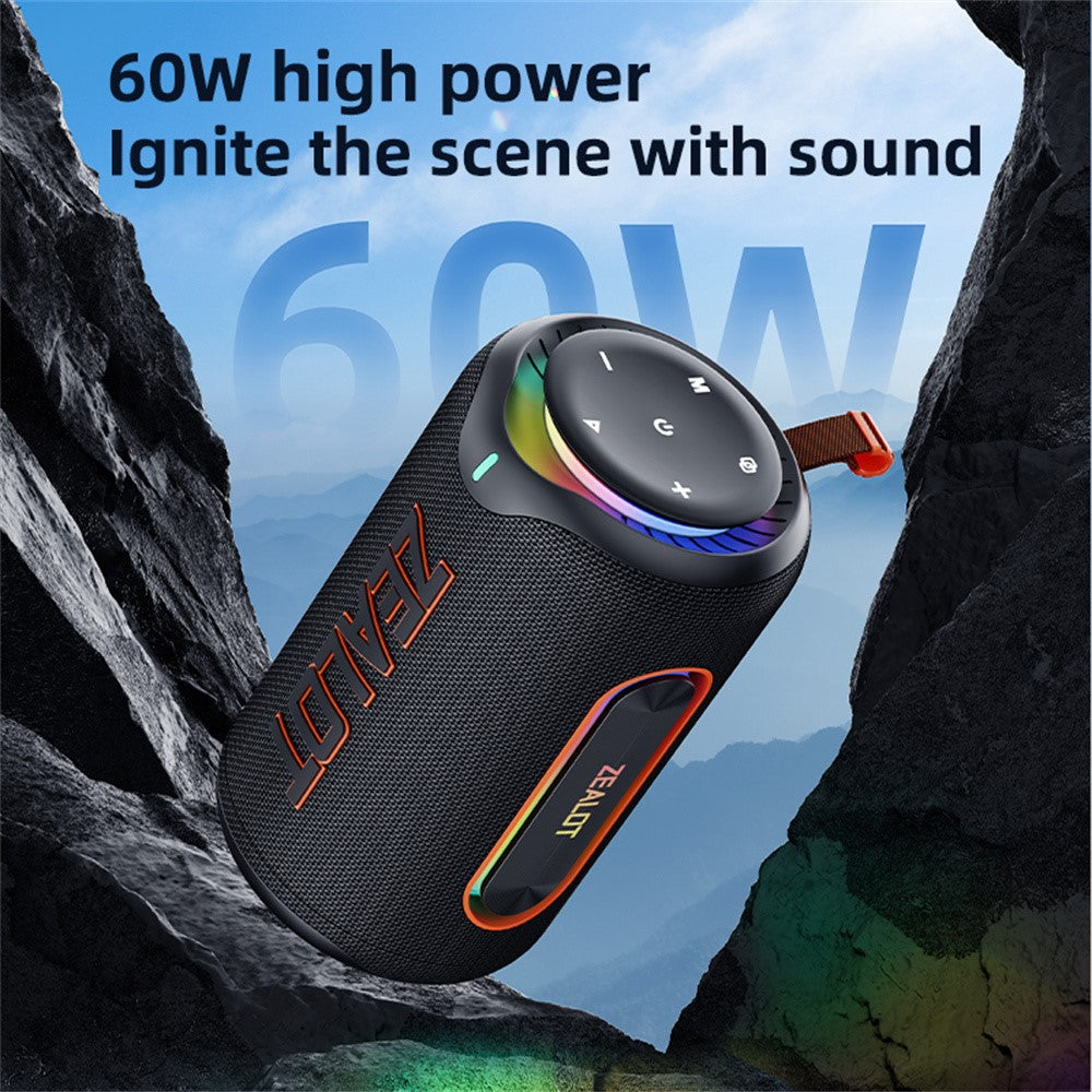 ZEALOT-MP1 Portable Bluetooth-Compatible Speaker 60W Enhanced Bass Waterproof Loudspeaker