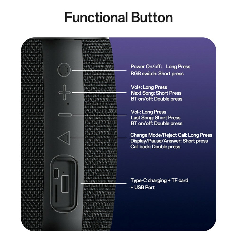 YESIDO YSW39 Multi Mode Playback Bluetooth-compatible Speaker 20W Powerful Sound RGB Lighting Subwoofer