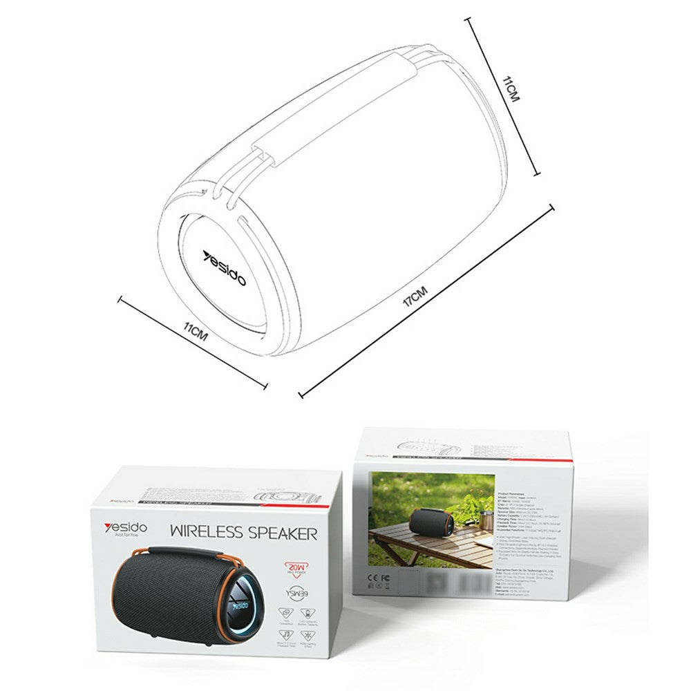 YESIDO YSW39 Multi Mode Playback Bluetooth-compatible Speaker 20W Powerful Sound RGB Lighting Subwoofer
