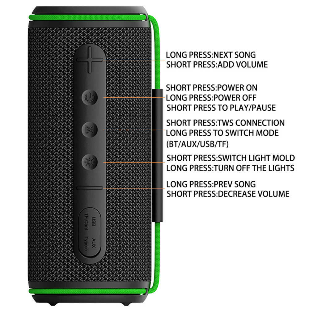 H30 Waterproof Bluetooth-compatible Speaker 20W Dual Drivers Portable Outdoor RGB Subwoofer