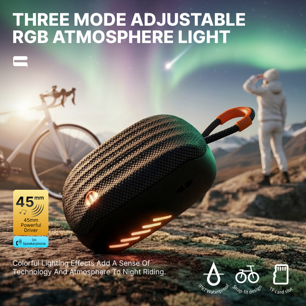 CS23 Plus Bluetooth-compatible Speaker for Bike Motorcycle IPX7 Waterproof Outdoor Cycling Subwoofer with RGB Light