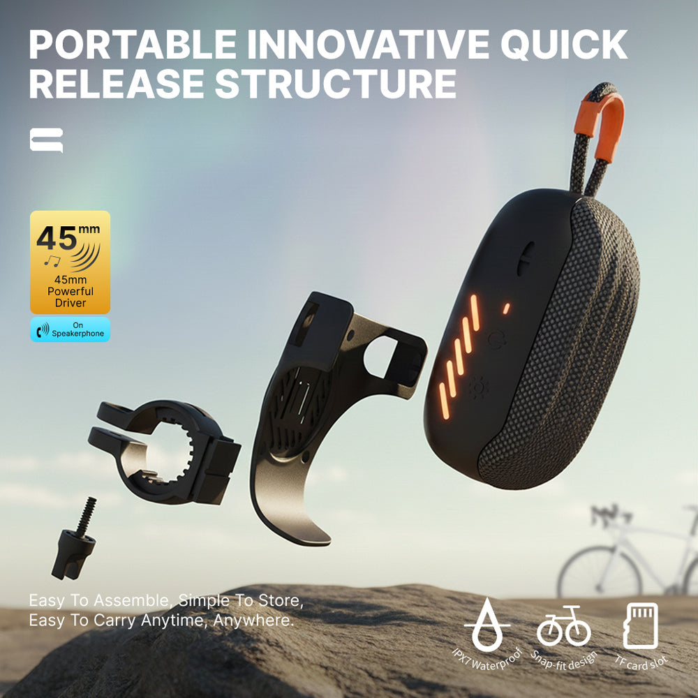 CS23 Plus Bluetooth-compatible Speaker for Bike Motorcycle IPX7 Waterproof Outdoor Cycling Subwoofer with RGB Light