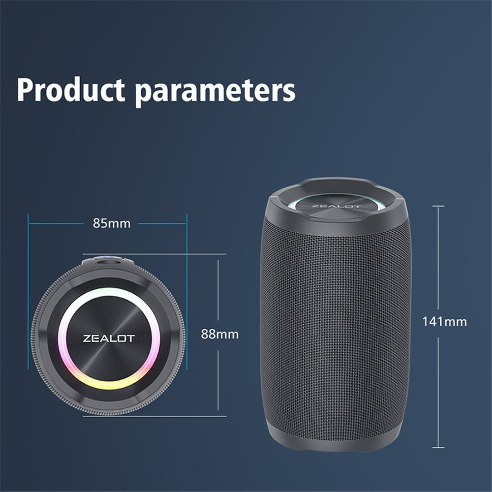 ZEALOT S49 Portable Rechargeable Bluetooth-compatible Speaker 20W Waterproof Heavy Bass Wireless Music Subwoofer
