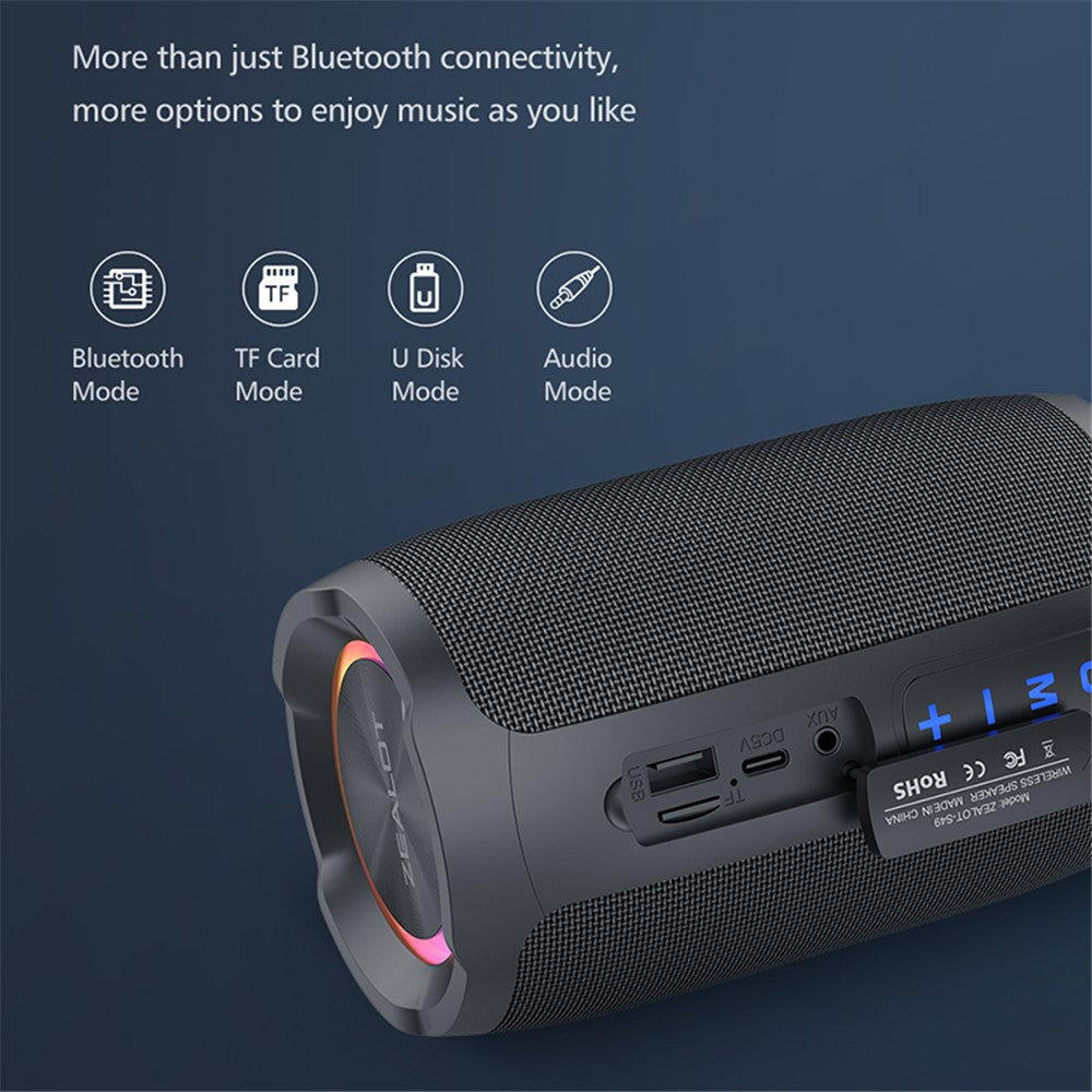 ZEALOT S49 Portable Rechargeable Bluetooth-compatible Speaker 20W Waterproof Heavy Bass Wireless Music Subwoofer