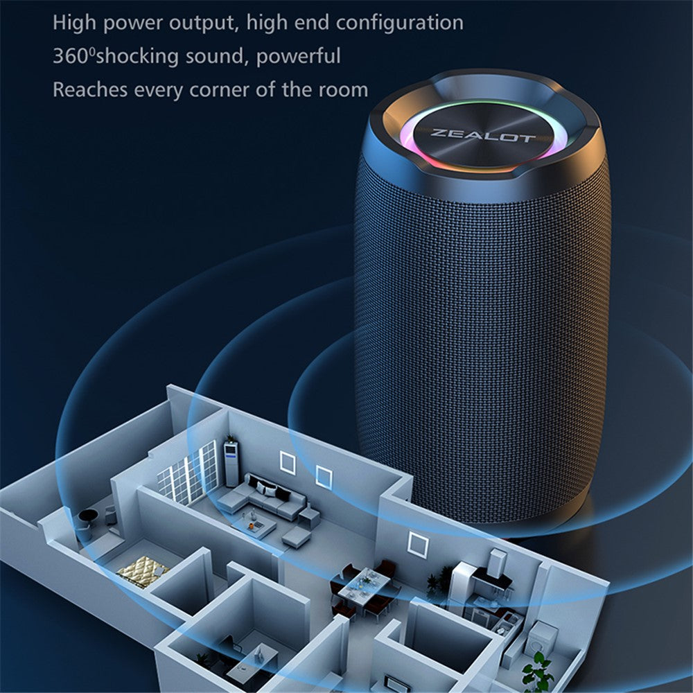 ZEALOT S49 Portable Rechargeable Bluetooth-compatible Speaker 20W Waterproof Heavy Bass Wireless Music Subwoofer