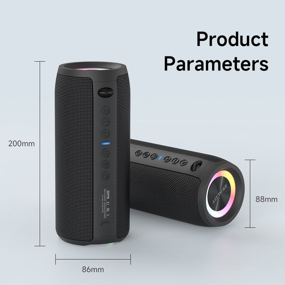 ZEALOT S51Pro 40W Bluetooth-compatible Speaker IPX5 Waterproof 3D Stereo Bass Portable Speaker with Lanyard