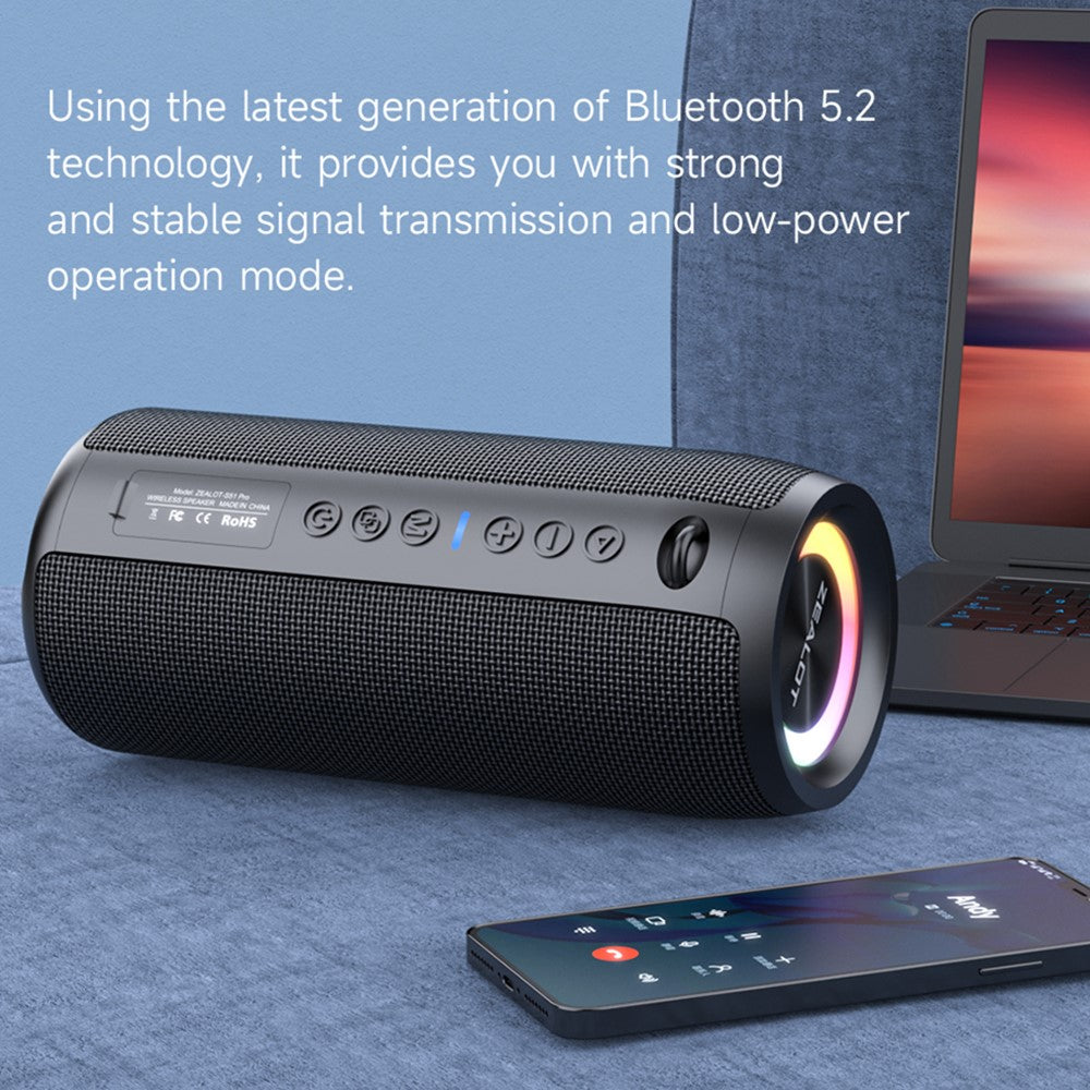 ZEALOT S51Pro 40W Bluetooth-compatible Speaker IPX5 Waterproof 3D Stereo Bass Portable Speaker with Lanyard