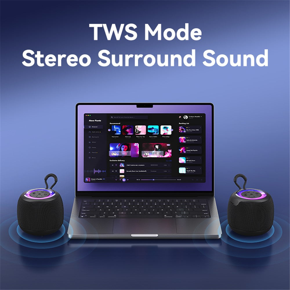 USAMS US-YX014 YIN Series Portable TWS Bluetooth-compatible Speaker Mini Wireless Subwoofer with Colorful Light