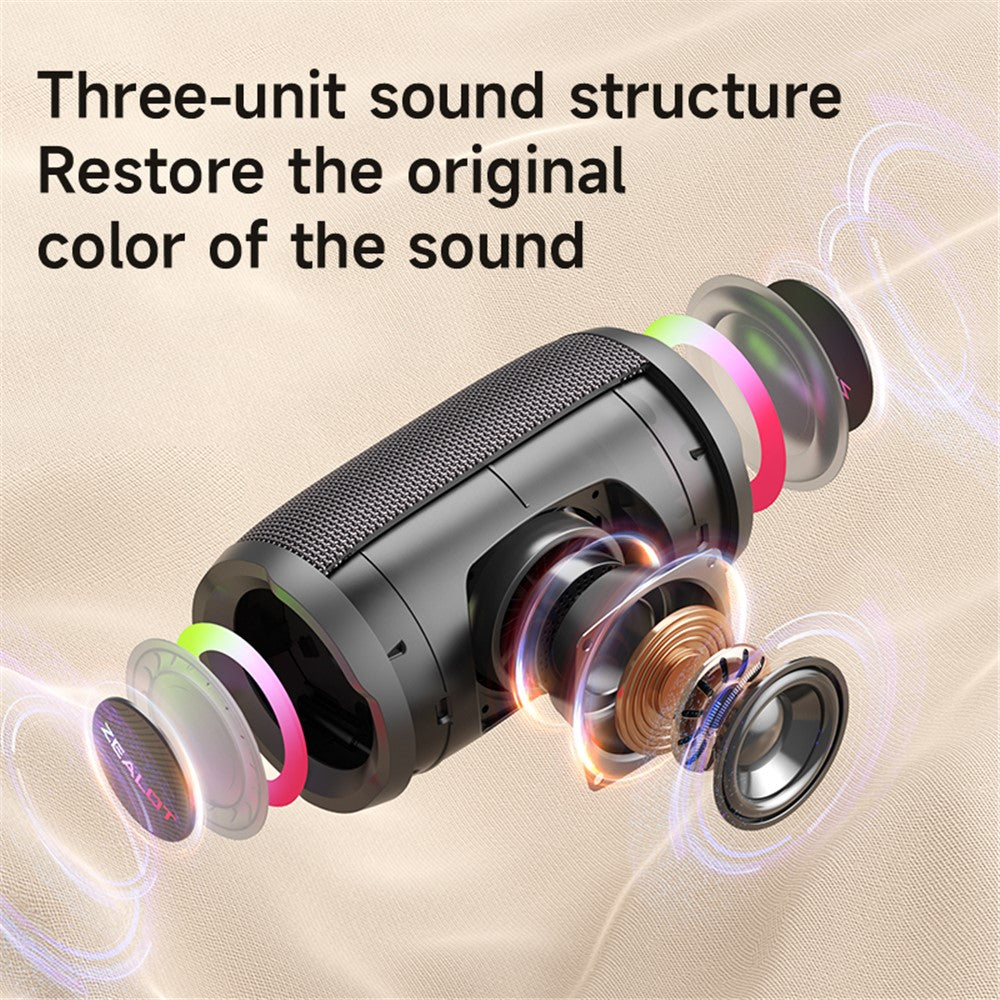 ZEALOT S61 Bluetooth-compatible Speaker Waterproof Outdoor Bass Sound Loudspeaker with 2 Mic