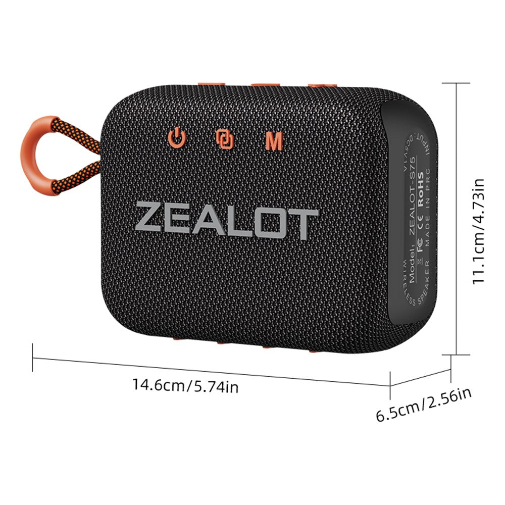 ZEALOT S75 Portable Bluetooth-compatible Speaker IPX6 Waterproof True Wireless Stereo Subwoofer