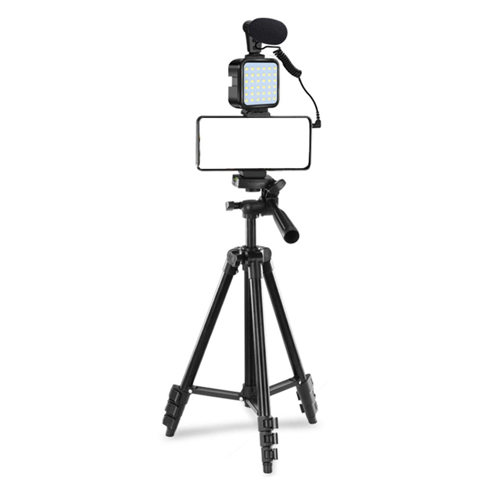 K-05LM Vlogging Kit with Microphone 36 LED Light Bluetooth-compatible Remote Smart Phone Holder Tripod