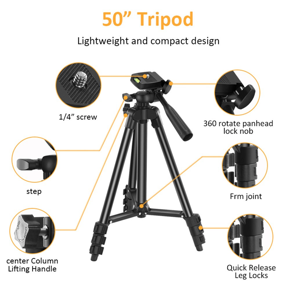 K-05LM Vlogging Kit with Microphone 36 LED Light Bluetooth-compatible Remote Smart Phone Holder Tripod