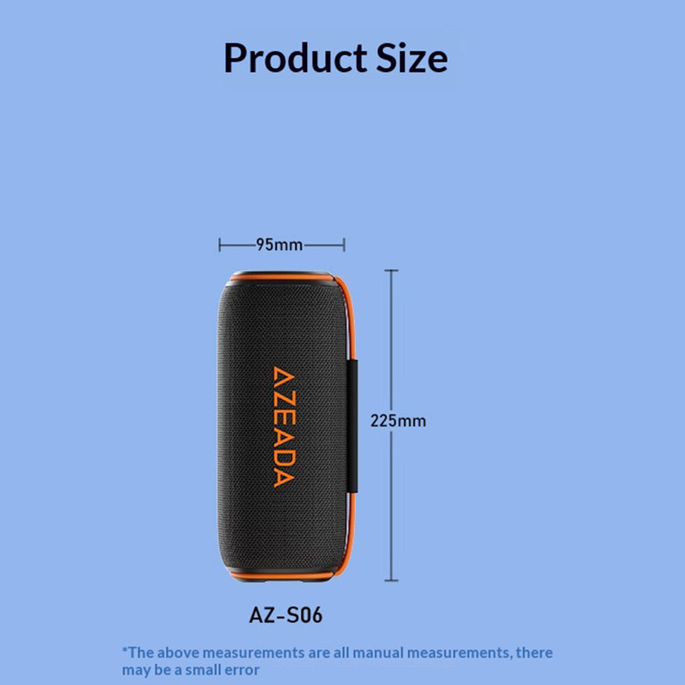 AZEADA AZ-S06 IPX6 Waterproof 30W Portable Bluetooth-compatible Speaker Outdoor Subwoofer with RGB Light
