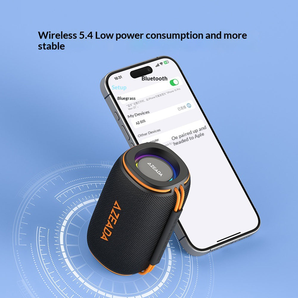 AZEADA AZ-S05 10W Portable Bluetooth-compatible Speaker RGB Lighting IPX6 Waterproof Subwoofer for Outdoor