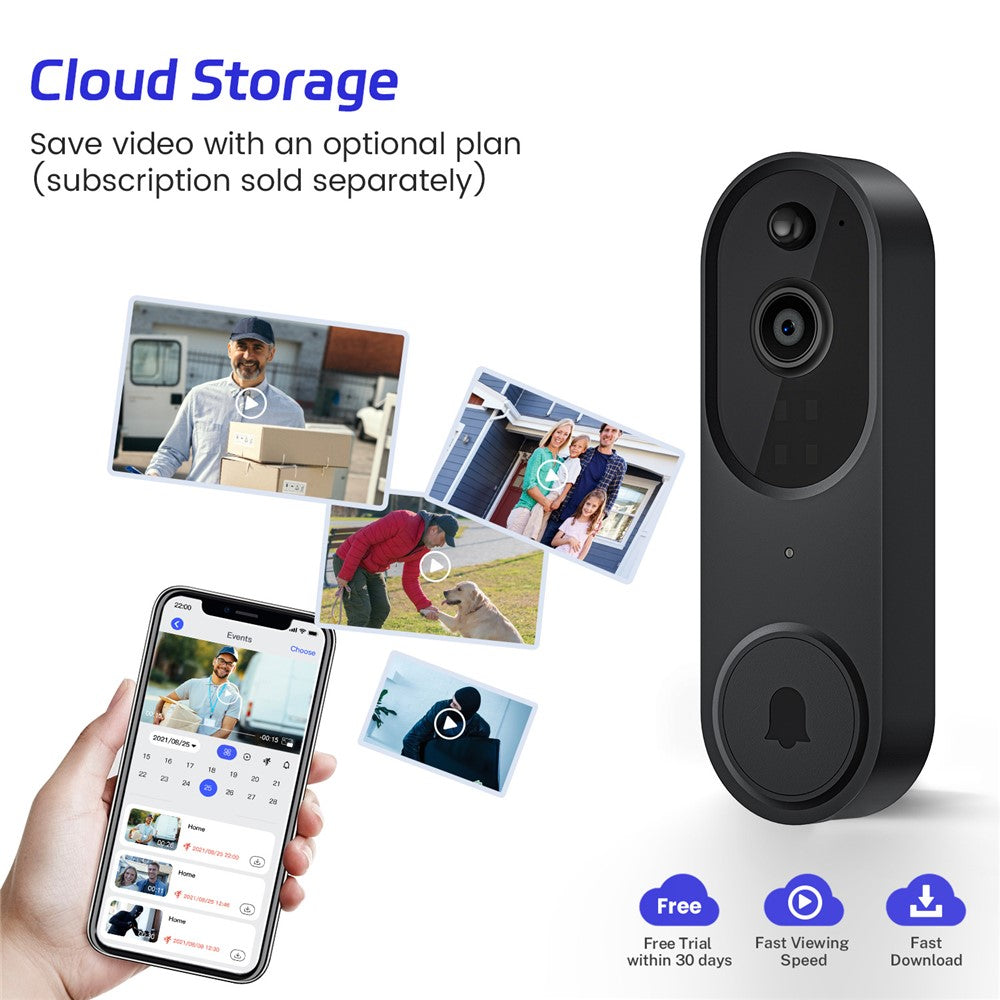 M52 HD Night Vision Wireless Smart Video Doorbell Two Way Audio PIR Motion Detection WiFi Door Bell