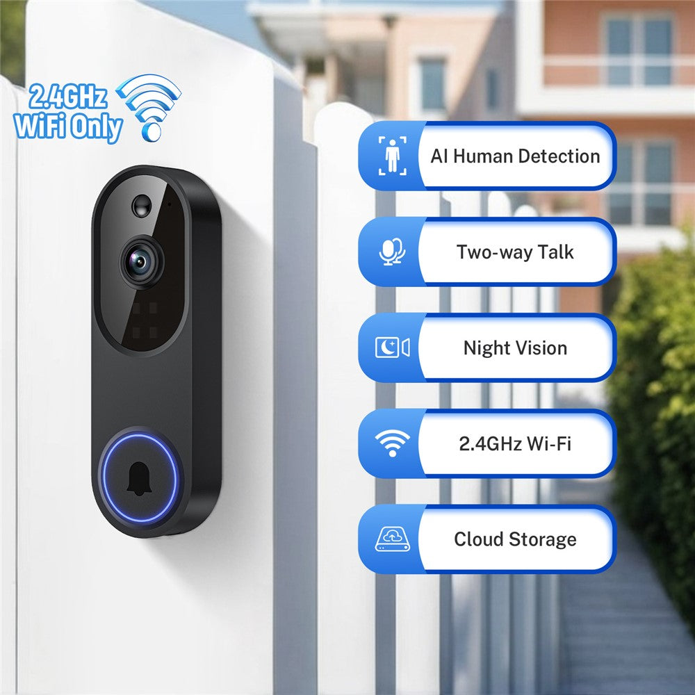 M52 HD Night Vision Wireless Smart Video Doorbell Two Way Audio PIR Motion Detection WiFi Door Bell