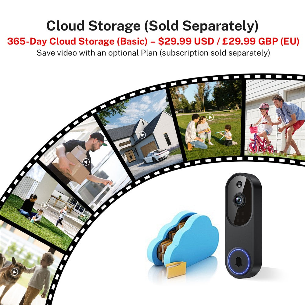 M52 HD Night Vision Wireless Smart Video Doorbell Two Way Audio PIR Motion Detection WiFi Door Bell