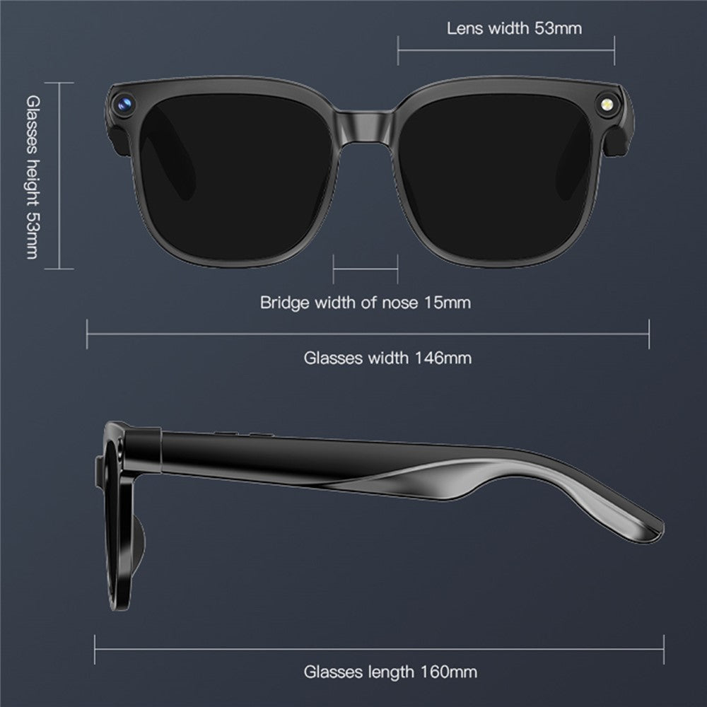 M02S AI Translation Smart Glasses with Camera IP65 Waterproof Video Recording Music Eyeglasses