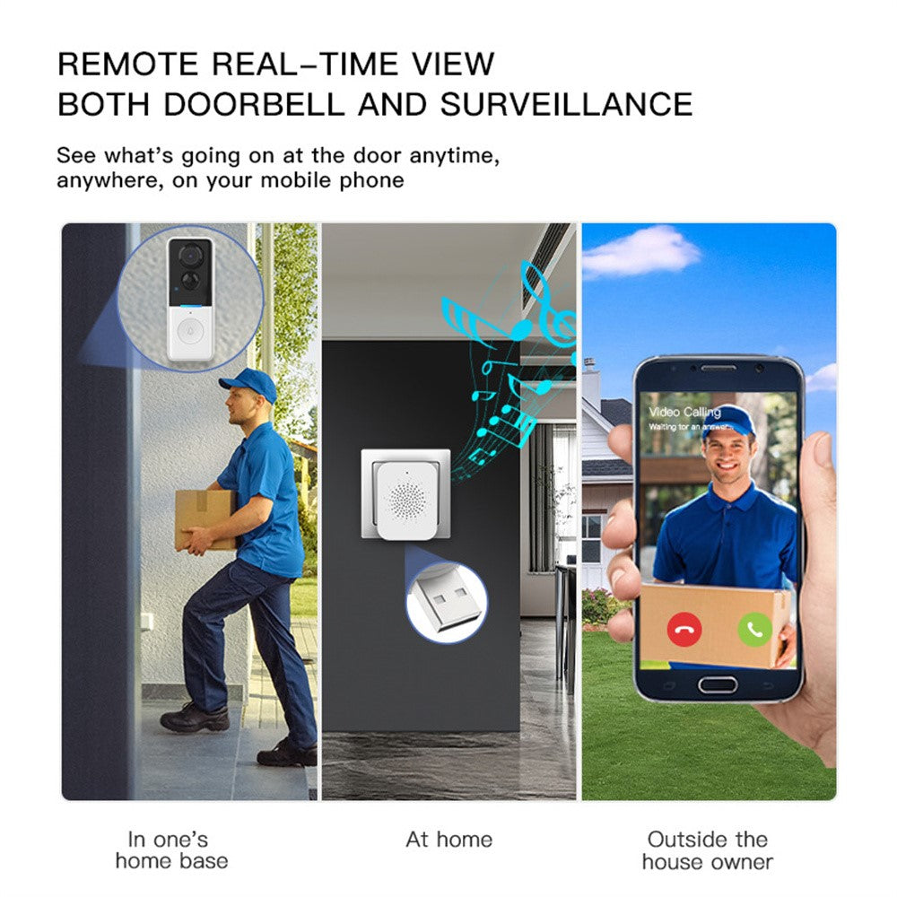 WF015D-013D PIR Motion Detection 720P HD Smart Video Doorbell Tuya APP Two Way Audio Wireless Doorbell Camera