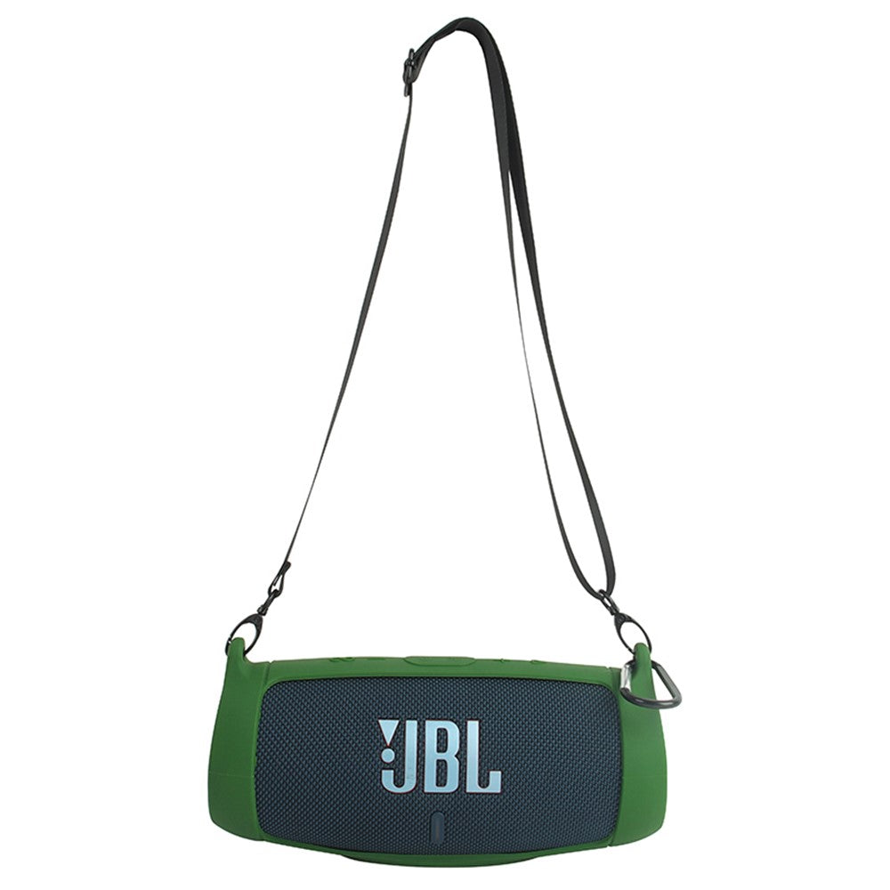 For JBL Charge 5 Silicone Carrying Case Bluetooth-compatible Speaker Anti-drop Protective Cover with Shoulder Strap and Carabiner