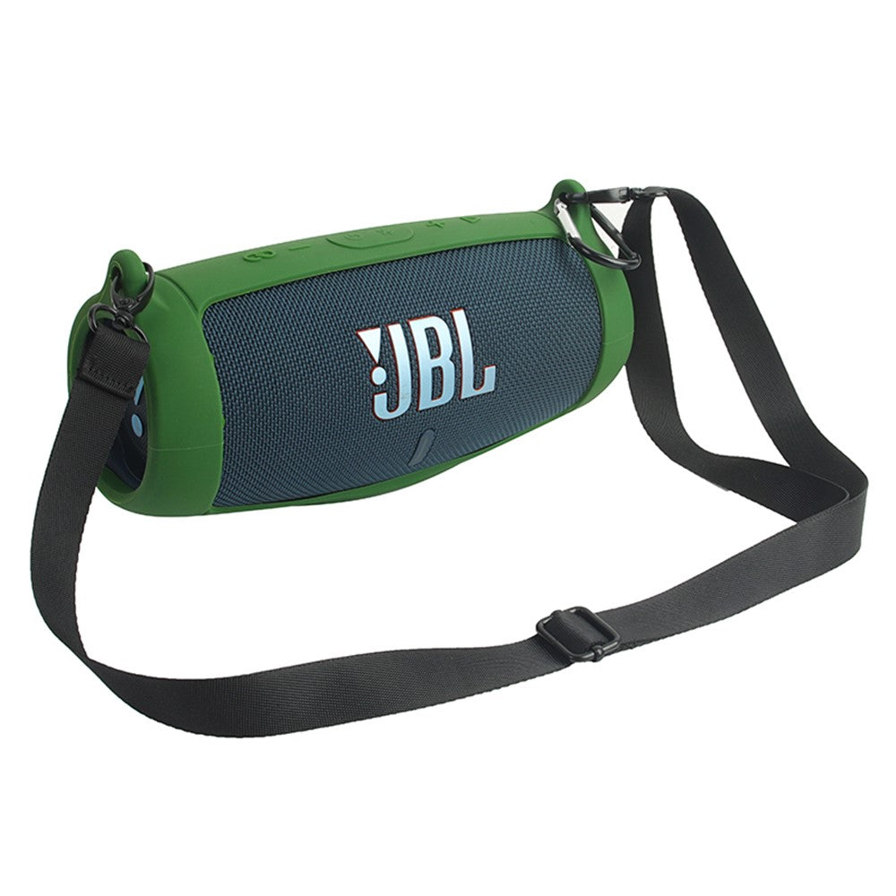 For JBL Charge 5 Silicone Carrying Case Bluetooth-compatible Speaker Anti-drop Protective Cover with Shoulder Strap and Carabiner