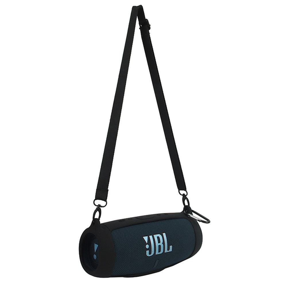 For JBL Charge 5 Silicone Carrying Case Bluetooth-compatible Speaker Anti-drop Protective Cover with Shoulder Strap and Carabiner