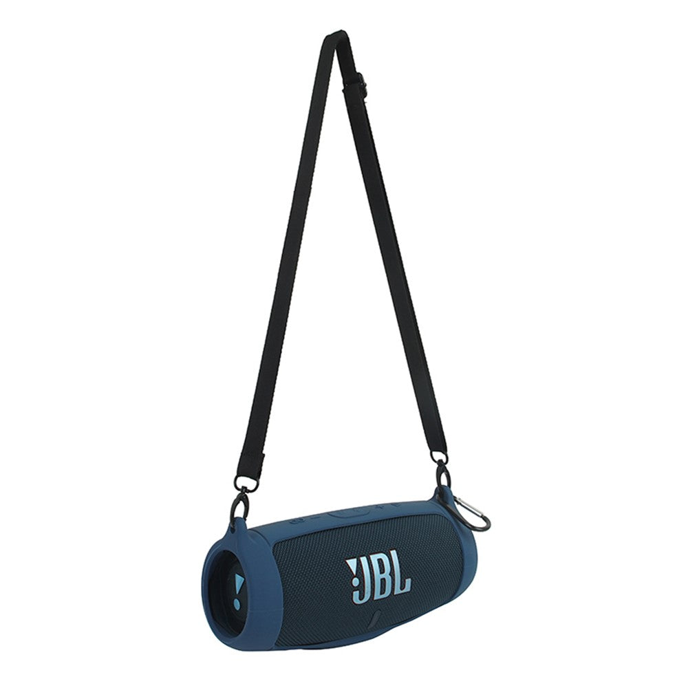 For JBL Charge 5 Silicone Carrying Case Bluetooth-compatible Speaker Anti-drop Protective Cover with Shoulder Strap and Carabiner