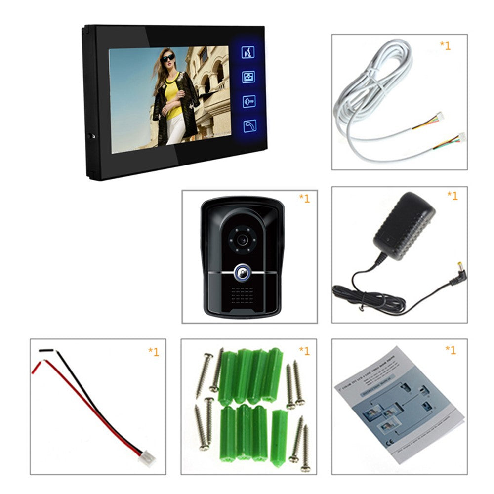 806FG11 7-inch Monitor Smart Electronic Video Viewer Door Bell Night Vision Camera Doorbell, EU Plug