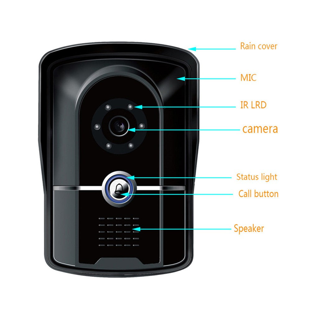 806FG11 7-inch Monitor Smart Electronic Video Viewer Door Bell Night Vision Camera Doorbell, EU Plug