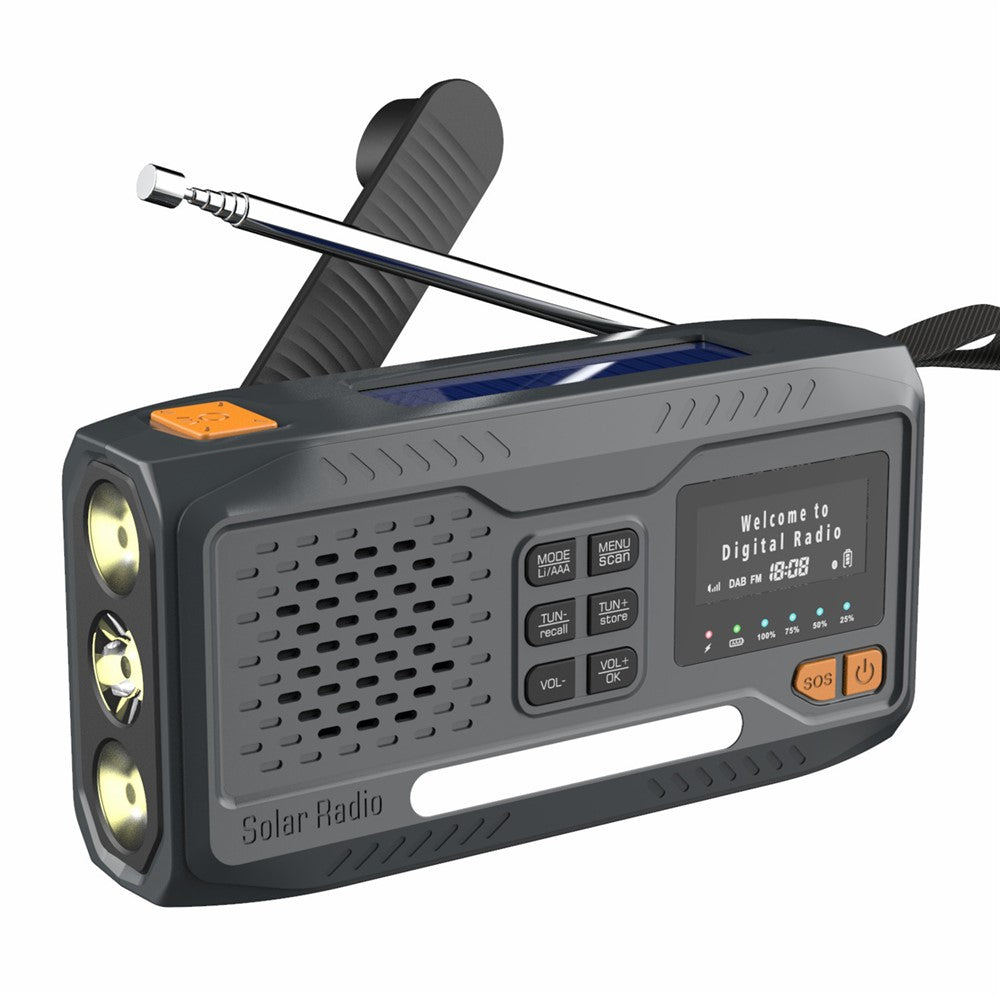 WR-6B Outdoor DAB Radio Speaker Power Bank Solar Powered Hand Crank Emergency Radio