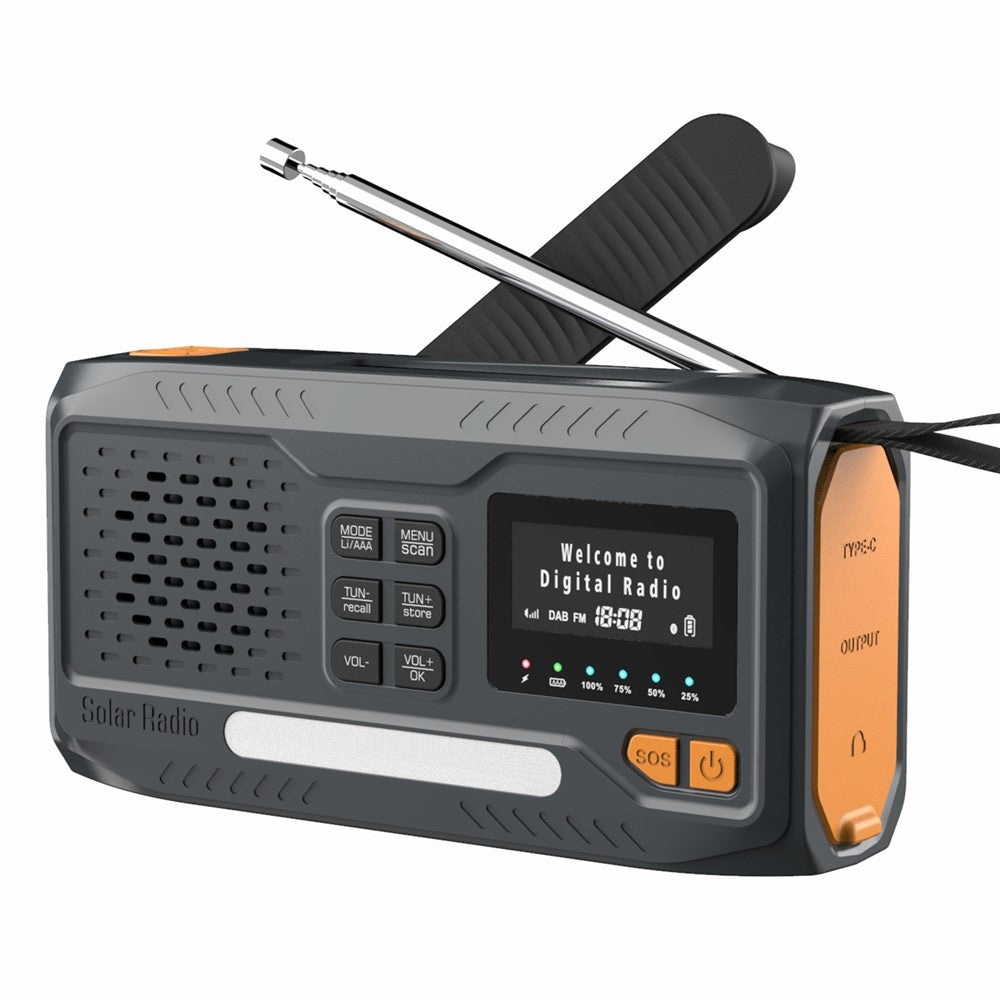 WR-6B Outdoor DAB Radio Speaker Power Bank Solar Powered Hand Crank Emergency Radio