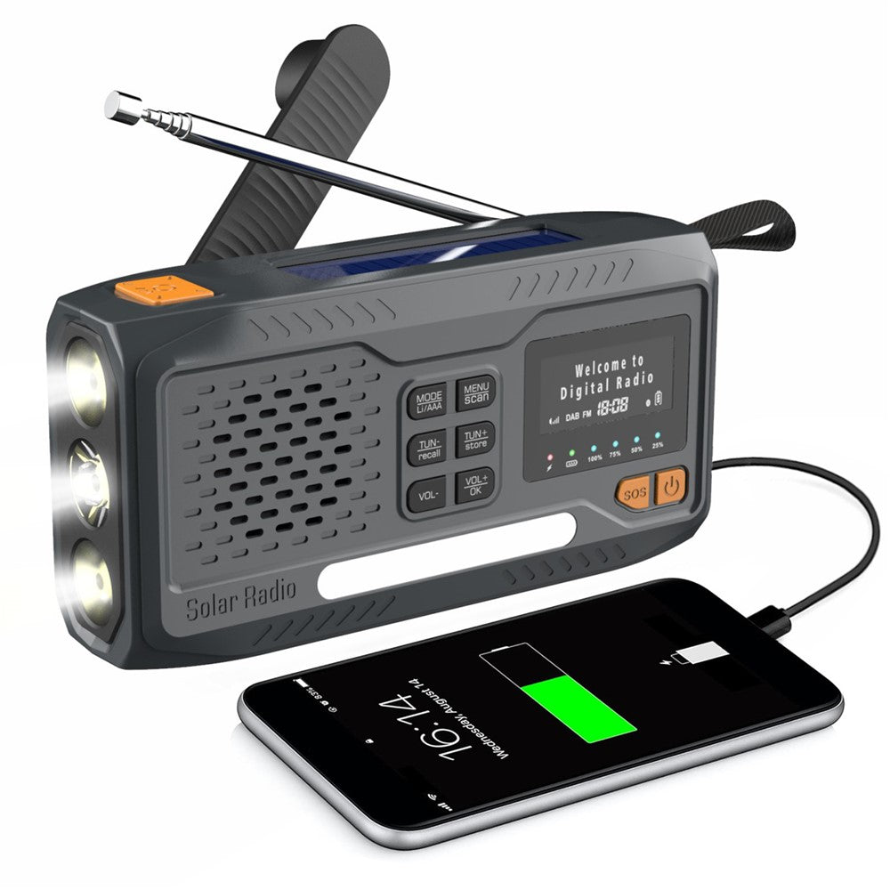 WR-6B Outdoor DAB Radio Speaker Power Bank Solar Powered Hand Crank Emergency Radio