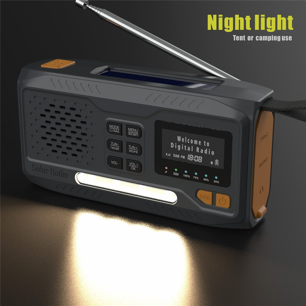 WR-6B Outdoor DAB Radio Speaker Power Bank Solar Powered Hand Crank Emergency Radio